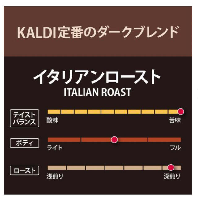 KALDI(カルディ)のカルディ KALDI コーヒー　イタリアンロースト　豆 200g✖️2袋 食品/飲料/酒の飲料(コーヒー)の商品写真