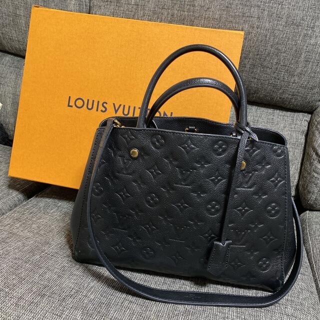 牛革グレインレザー皮革の種類LOUIS VUITTON.モンテーニュ MM.モノグラムアンプラント