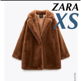 ザラ(ZARA)のZARA フェイクファーコート ダークブラウン(毛皮/ファーコート)