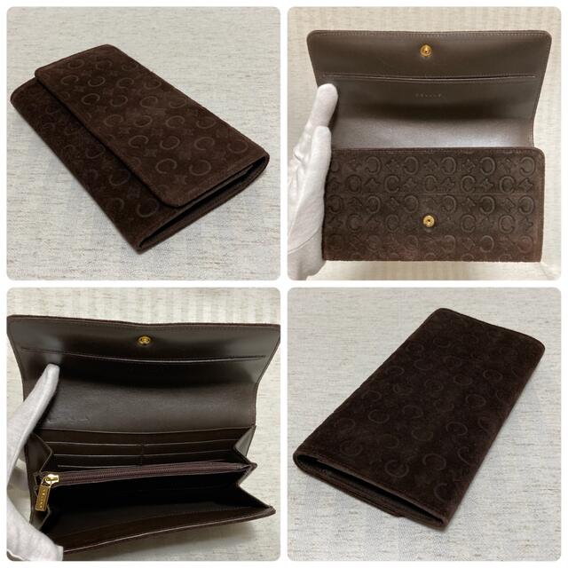 celine 【CELINE】セリーヌ 長財布 スエード マカダム ブラウンの通販 by オンちゃん セリーヌ 長財布 Cマカダム スエード 財布