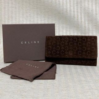 セリーヌ(celine)の【CELINE】セリーヌ　長財布　スエード　マカダム　ブラウン(財布)