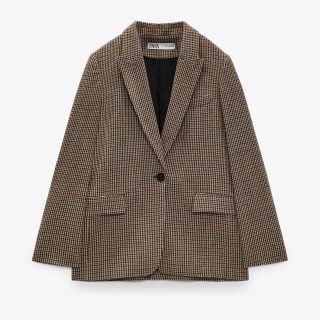 【ZARA】 エルボーパッチ ウールブレンドブレザー