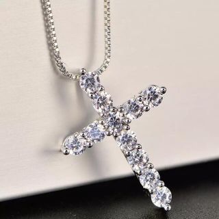 【単品】　十字架　クロス　ネックレス　シルバー　レディース　ジルコニア　女性(ネックレス)