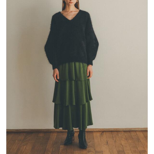 CLANE☆TIERED SATIN SKIRTサイズ0グリーン - ロングスカート