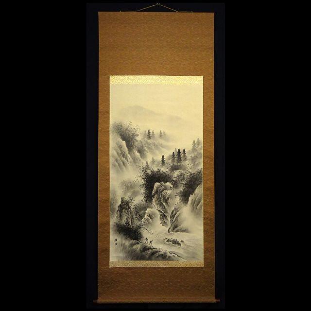 大幅掛軸 坂本雅堂『水墨山水図』日本画 絹本 肉筆 無地箱 大幅掛軸 坂本雅堂『水墨山水図』日本画 絹本 肉筆 無地箱