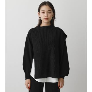 アズールバイマウジー(AZUL by moussy)のアズール　２way セットニットトップス　Sサイズ　ブラック(ニット/セーター)