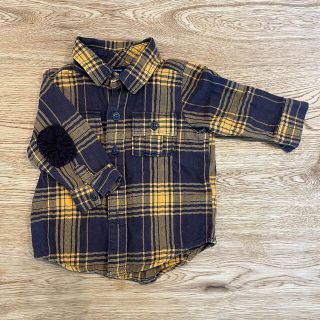 ベビーギャップ(babyGAP)の【babyGAP】コーデュロイ肘当て付き　チェックシャツ　70cm(シャツ/カットソー)