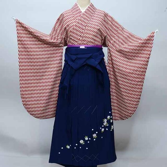 二尺袖 着物 袴 フルセット ショート丈 矢絣柄 袴変更可能 NO36125 二尺袖 着物 袴 フルセット ショート丈 矢絣柄 袴変更可能 NO36125