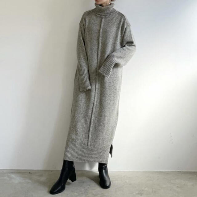 Baybee turtle knit dress gray レディースのワンピース(ロングワンピース/マキシワンピース)の商品写真