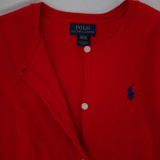 POLO RALPH LAUREN(ポロラルフローレン)のラルフローレン キッズ ウールセーター ニット 140 赤 カーディガン キッズ/ベビー/マタニティのキッズ服女の子用(90cm~)(カーディガン)の商品写真