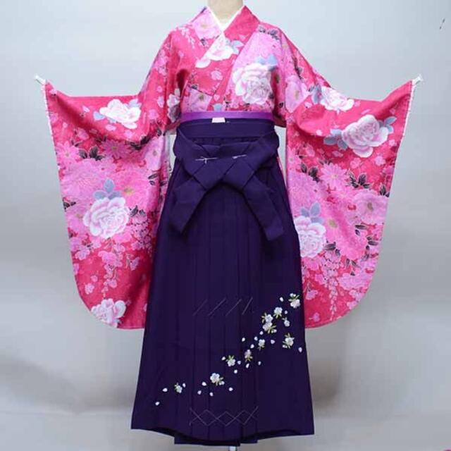 二尺袖 着物 袴 フルセット ショート丈 ピンク地 袴変更可能 NO36150の 