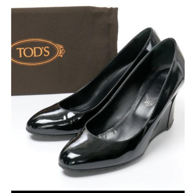 トッズ TOD'S パンプス 黒 ウェッジソール サイズ38 24~24.5㎝ www