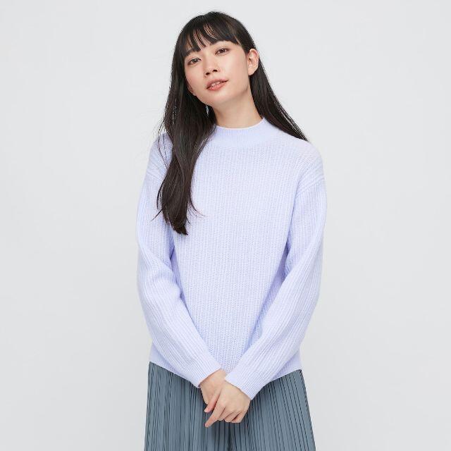 UNIQLO(ユニクロ)の【ハナ様専用】ユニクロ　ライトスフレヤーンモックネックセーター　パープルMサイズ レディースのトップス(ニット/セーター)の商品写真