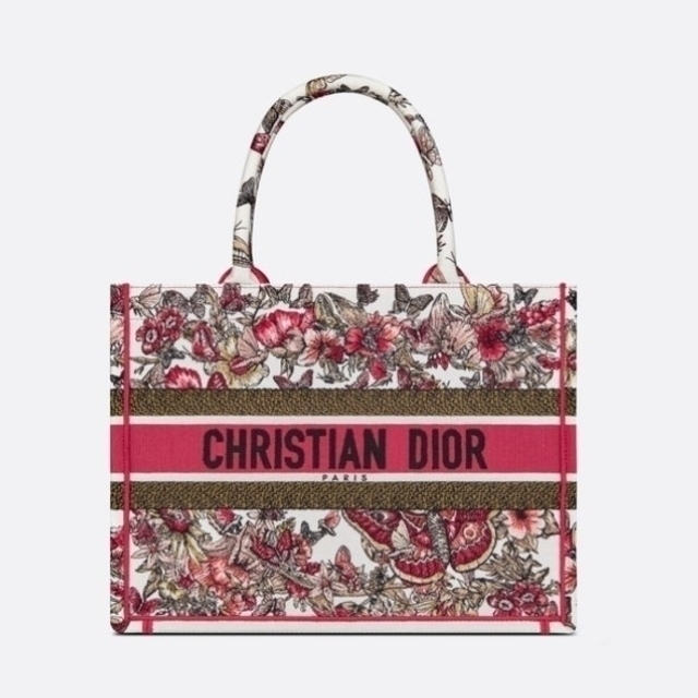 Dior - 完売品！  ディオール ブックトート バタフライエンブロイダリー 赤 ピンク