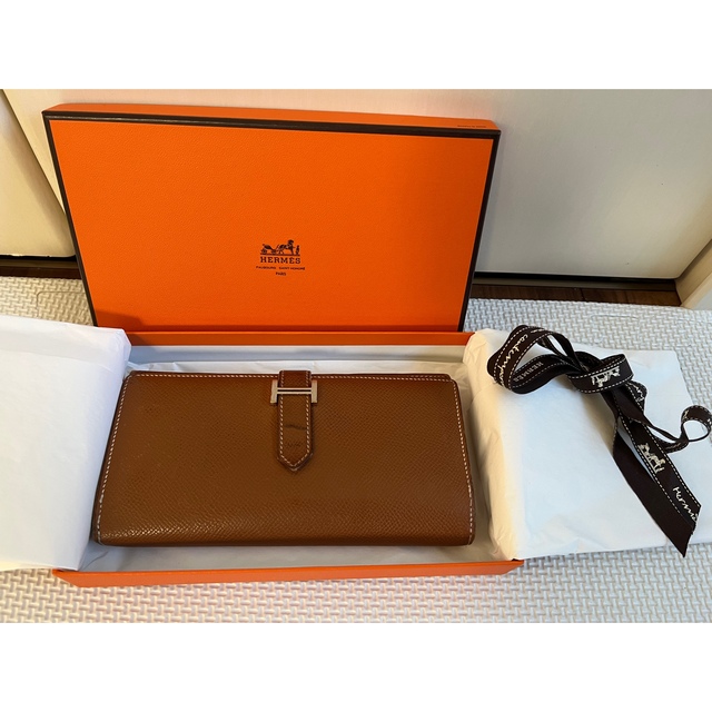 HERMES エルメス　ベアン　長財布　ゴールド　ブラウン