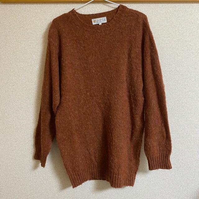 Shetland woollen co クルーネックシャギーセーター RUST