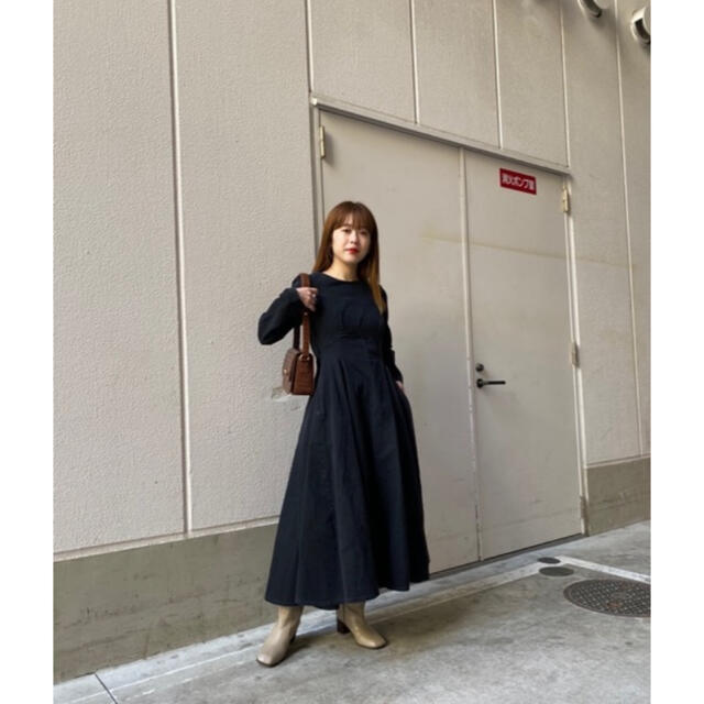 moussy バルーンスリーブデニムドレス　ロングワンピース　黒