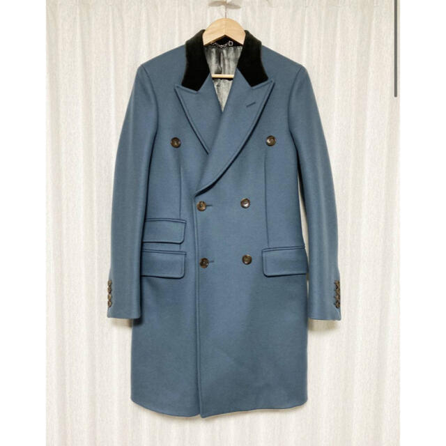 Gucci(グッチ)のGUCCI OVERCOAT ベルベット切替 ダブルチェスターコート 44R メンズのジャケット/アウター(チェスターコート)の商品写真