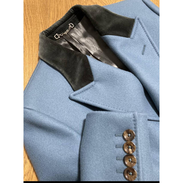 Gucci(グッチ)のGUCCI OVERCOAT ベルベット切替 ダブルチェスターコート 44R メンズのジャケット/アウター(チェスターコート)の商品写真