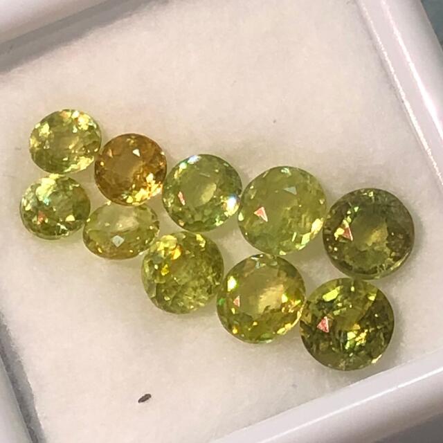 天然スフェーンルース　3.6 ct  非加熱 虹が煌めくグリーン カラー 6