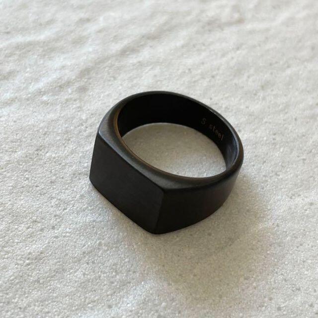 指輪　艶消し加工　長方形 メンズ　リング　マットブラック【55】A メンズのアクセサリー(リング(指輪))の商品写真