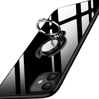 リング一体型 ♪ クリア iPhone  スマホリング付き ケース クリア 透明(iPhoneケース)