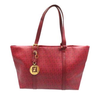 フェンディ(FENDI)の美品 フェンディ ズッキーノ レッド PVC 8BH215 ゴールド金具 トートバッグ バッグ 赤 0076 【中古】 FENDI(トートバッグ)