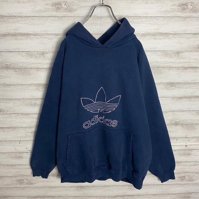 夜空 【usa製】adidas トレフォイル 刺繍 でかろご 90s パーカー