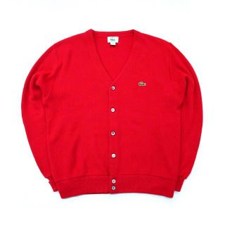 ラコステ(LACOSTE)の80s ビンテージ アイゾッド ラコステ カーディガン ニット セーター M 赤(カーディガン)