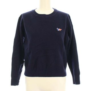 メゾンキツネ(MAISON KITSUNE')のメゾンキツネ ニット セーター ワンポイント ショート丈 長袖 S 紺(ニット/セーター)