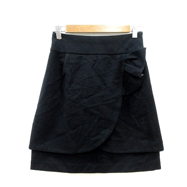 WILLSELECTION(ウィルセレクション)のウィルセレクション タイトスカート ミニ フリル ウール M 黒 ブラック レディースのスカート(ミニスカート)の商品写真