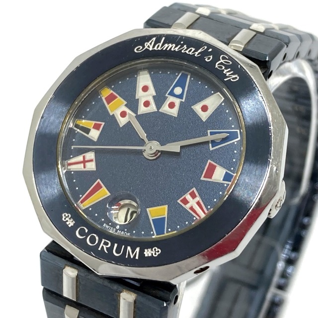 コルム CORUM ガンブルー 39610.30V50 アドミラルズカップ クォーツ 腕時計 SS ブルー×シルバー