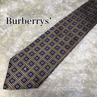 バーバリー(BURBERRY)の美品Burberrys ネクタイ チェック　総柄　ホースロゴ 高級シルク(ネクタイ)