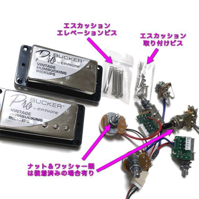 Epiphone(エピフォン)のEpiphone ProBucker 2・3＆ 配線済みハーネス ブラックセット 楽器のギター(エレキギター)の商品写真