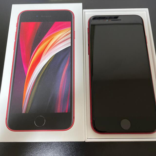 アップル(Apple)の美品 iPhoneSE 第2世代 64GB レッド SIMロック解除済(スマートフォン本体)
