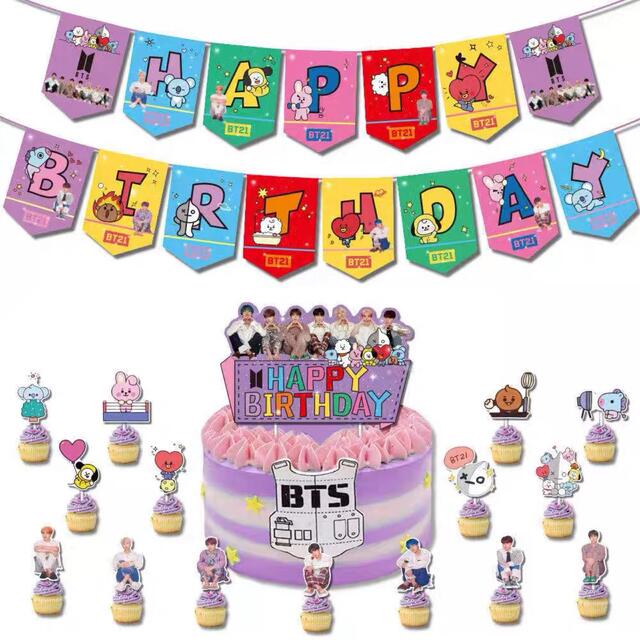 【特別価格】BTS バルーンセット　バースデー　パーティ　誕生日　bt21 ハンドメイドのパーティー(ガーランド)の商品写真