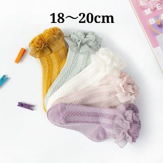 ダブルギャザーフリル(18～20cm)3足ベビーキッズソックス子供靴下くつした(靴下/タイツ)