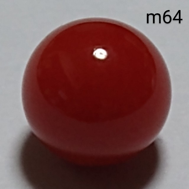 m64 赤珊瑚 煌珊瑚 片穴 球 8.5 mm 4.35 ct 0.87 g レディースのアクセサリー(リング(指輪))の商品写真