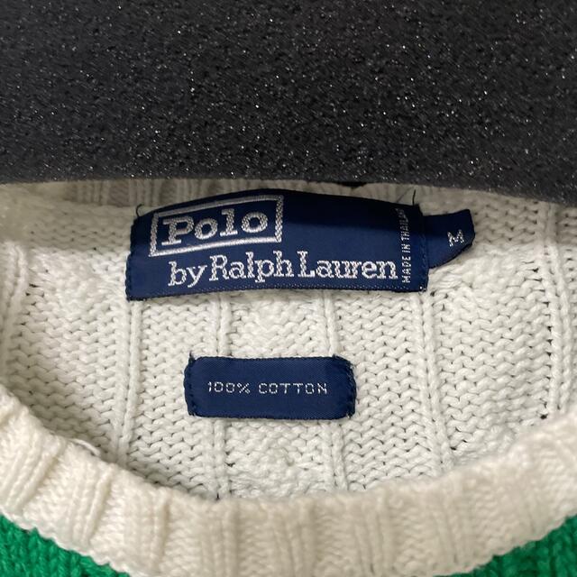 POLO RALPH LAUREN(ポロラルフローレン)のラルフローレン　ニット　ボーダー　グリーン　M レディースのトップス(ニット/セーター)の商品写真