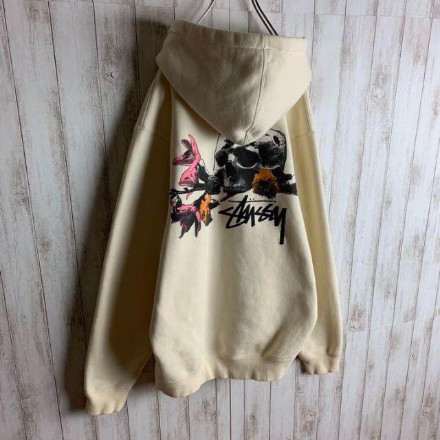 【希少美品】STUSSY スチューシー　パーカー　スエットフード　ドクロ　スカル