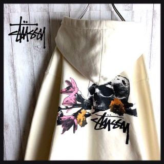 【希少美品】STUSSY スチューシー　パーカー　スエットフード　ドクロ　スカル