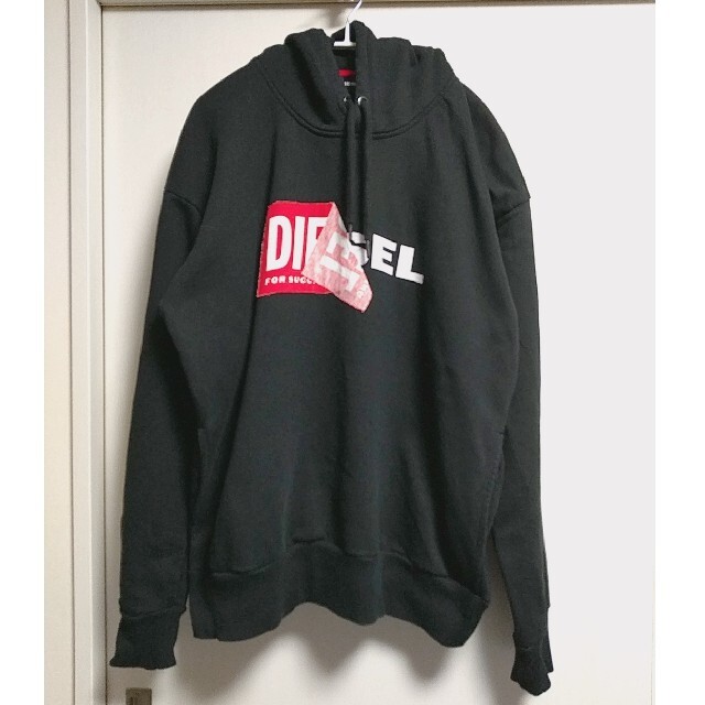 DIESEL　ブラック　ビッグロゴ　剥がれロゴ　パーカー　スウェット