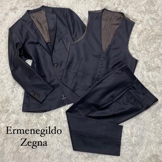 エルメネジルドゼニア(Ermenegildo Zegna)の美品 秋冬 エルメネジルドゼニア 3ピース セットアップ 裏ストライプ  M相当(セットアップ)