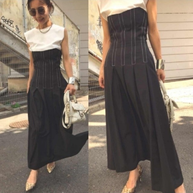 Ameri VINTAGE(アメリヴィンテージ)のAMERI STITCH TUCK DRESS ステッチタックドレス　ワンピース レディースのワンピース(ロングワンピース/マキシワンピース)の商品写真