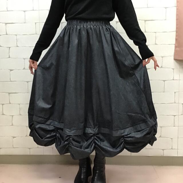 【同梱限定】セレクト❤️ウエスト総ゴム裾パルーンジャガードボリュームスカート 黒