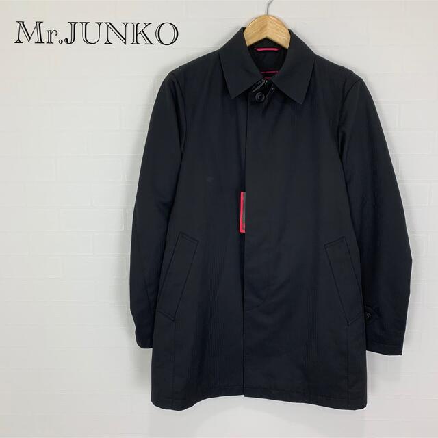 Mr.JUNKO／ステンカラーコート／ビジネス／ストライプ／ブラック／S
