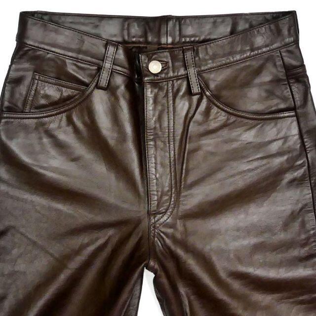 MEN'S BIGI - レザーパンツ メンズ W28位 茶 本革 バイク 革パンツ