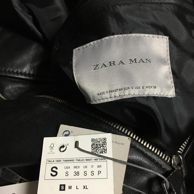 未使用 ZARA MAN 本革 ダブル ライダース ジャケット S 38 メンズ