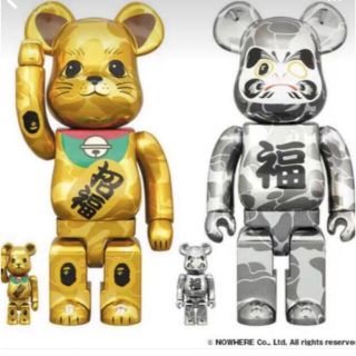 メディコムトイ(MEDICOM TOY)のBE@RBRICK BAPE 招き猫 金メッキ&達磨 銀メッキ100%&400%(フィギュア)