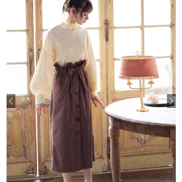 GRL(グレイル)の【GRL】ベルト付コーデュロイボタンスカート レディースのスカート(ロングスカート)の商品写真